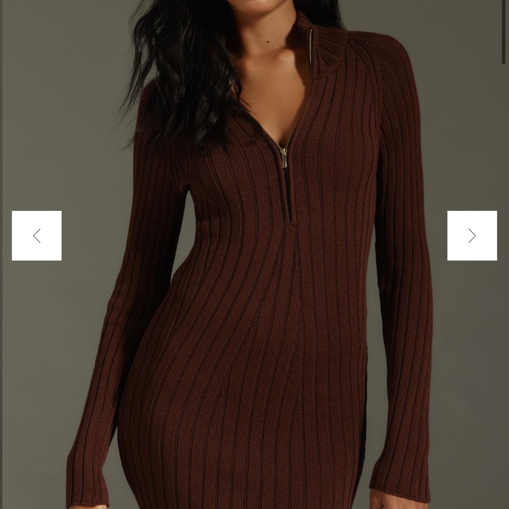 Anthropology quarter zip sweater dress by Pilcro brown xs